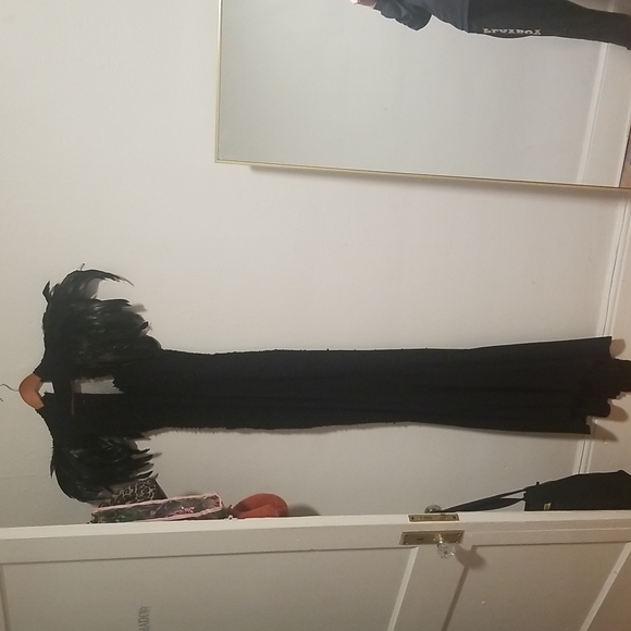 Floor length gothic gown with feathers - Picture 8 of 9